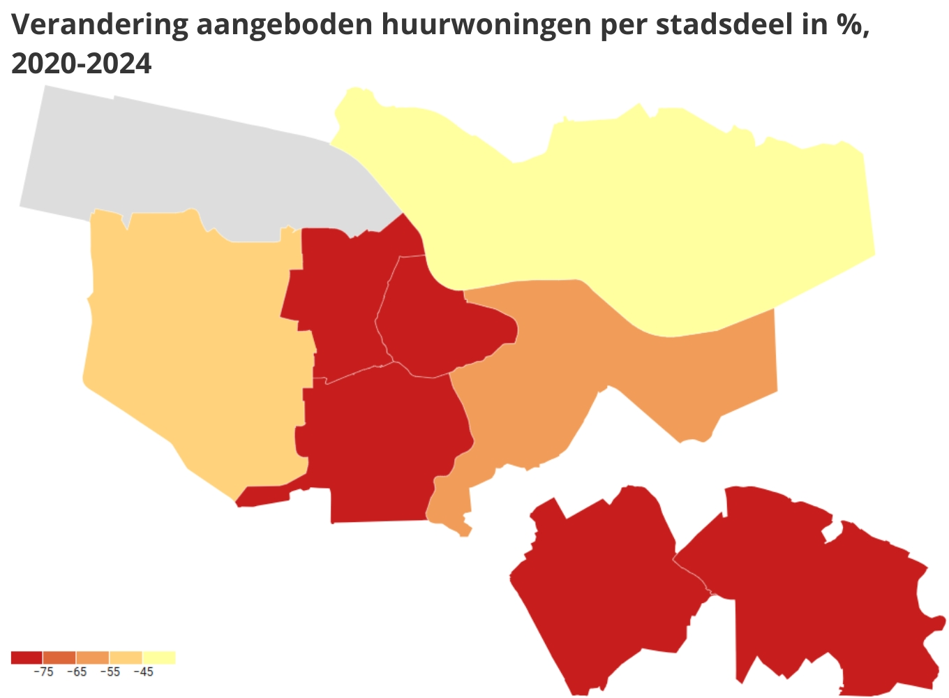 aangeboden huurwoningen per stadsdeel in amsterdam